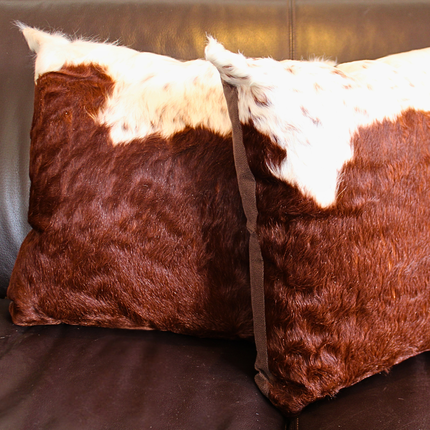 Full Front Brown & White Nguni Cushion