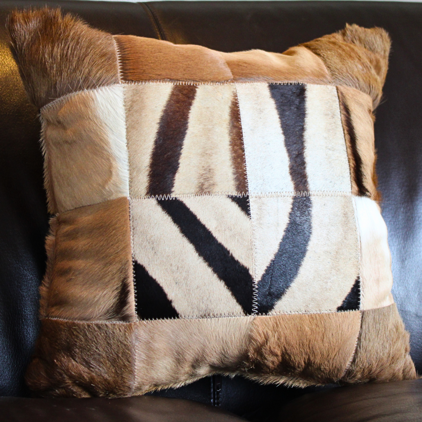 Zebra & Impala Block Cushion