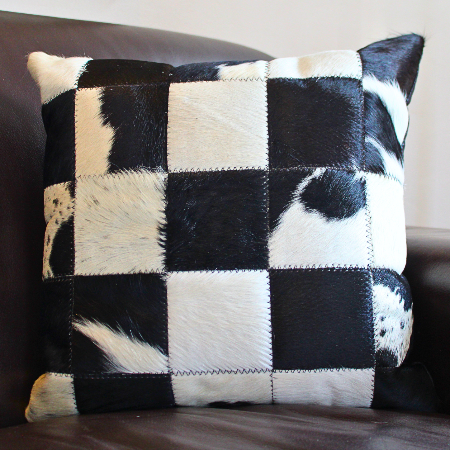 Black & White 10cm Block Nguni Cushion