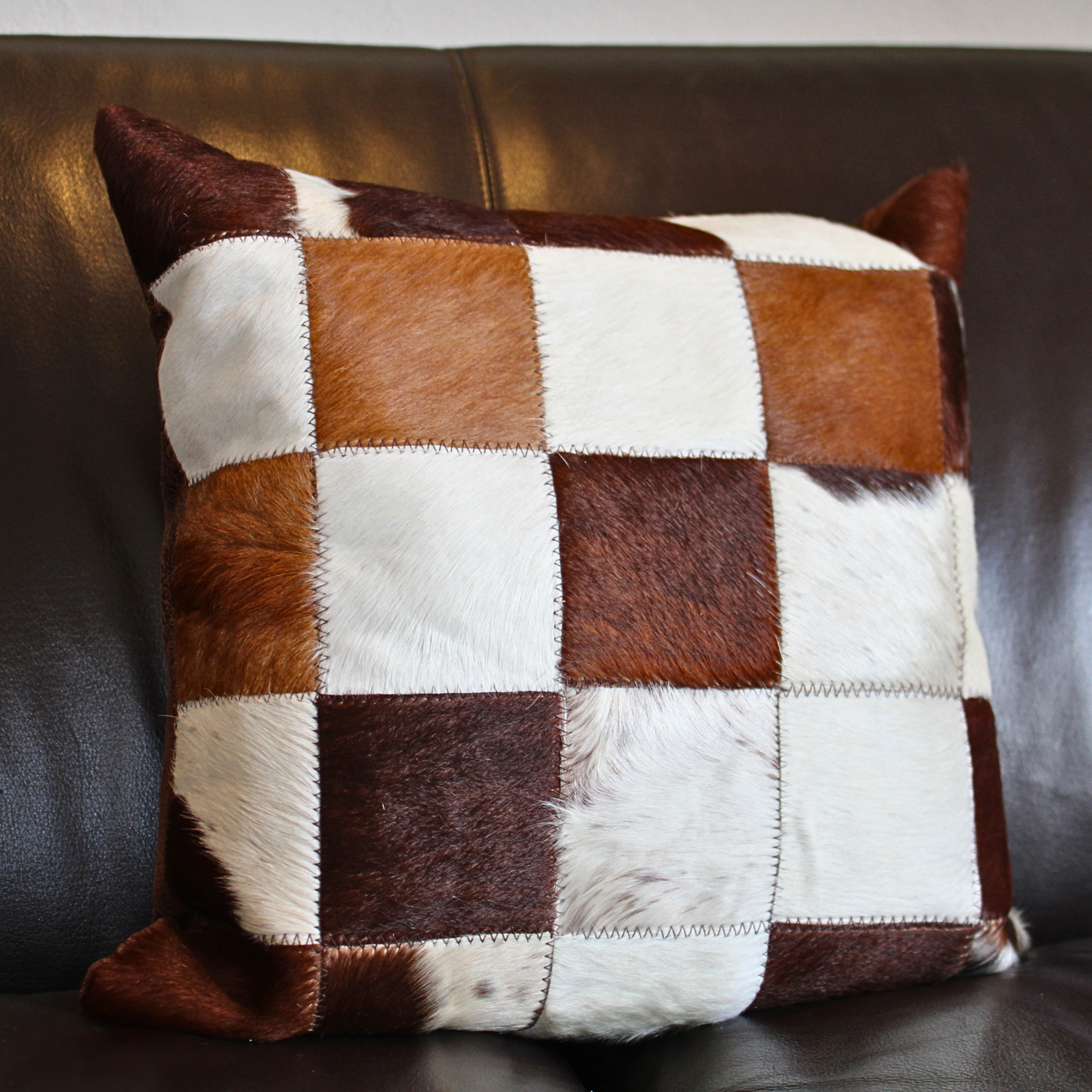 Brown & White 10cm Block Nguni Cushion