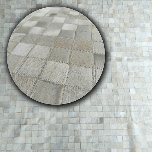 Cream Checkered Nguni Hide Mat