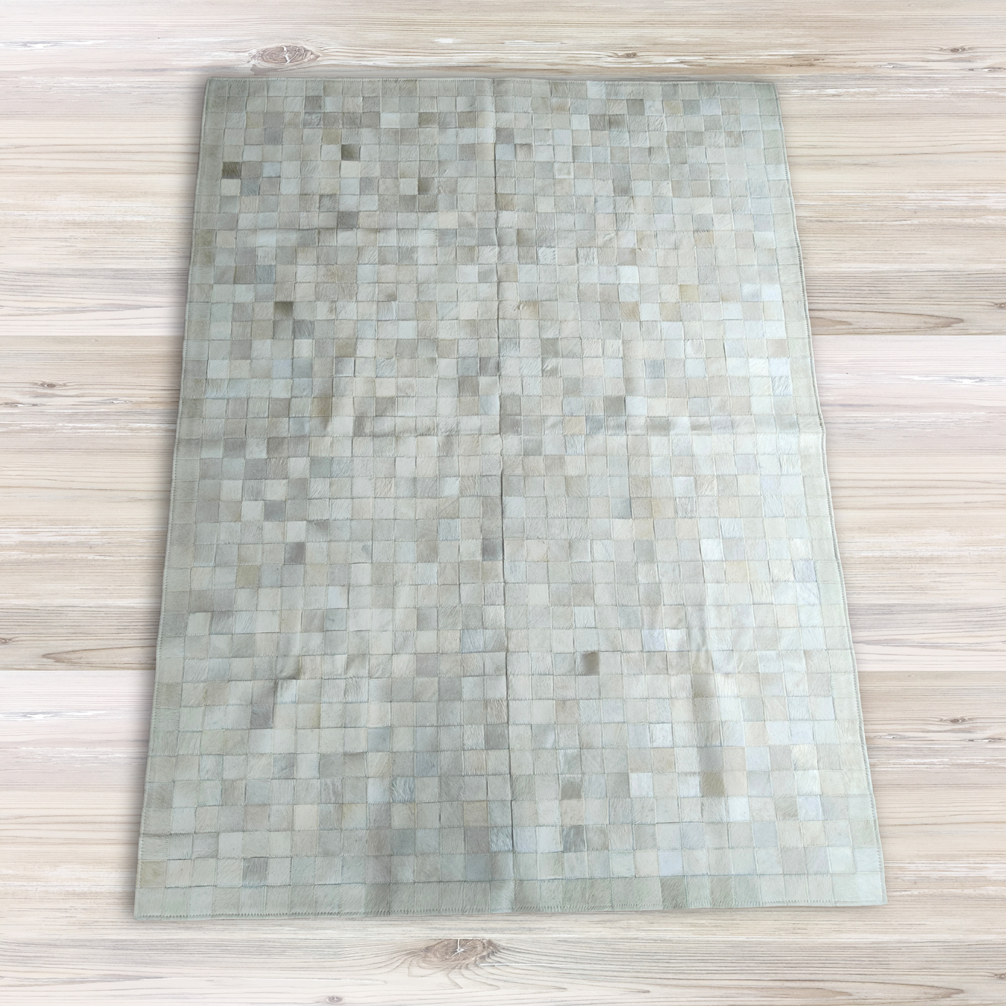 Cream Checkered Nguni Hide Mat