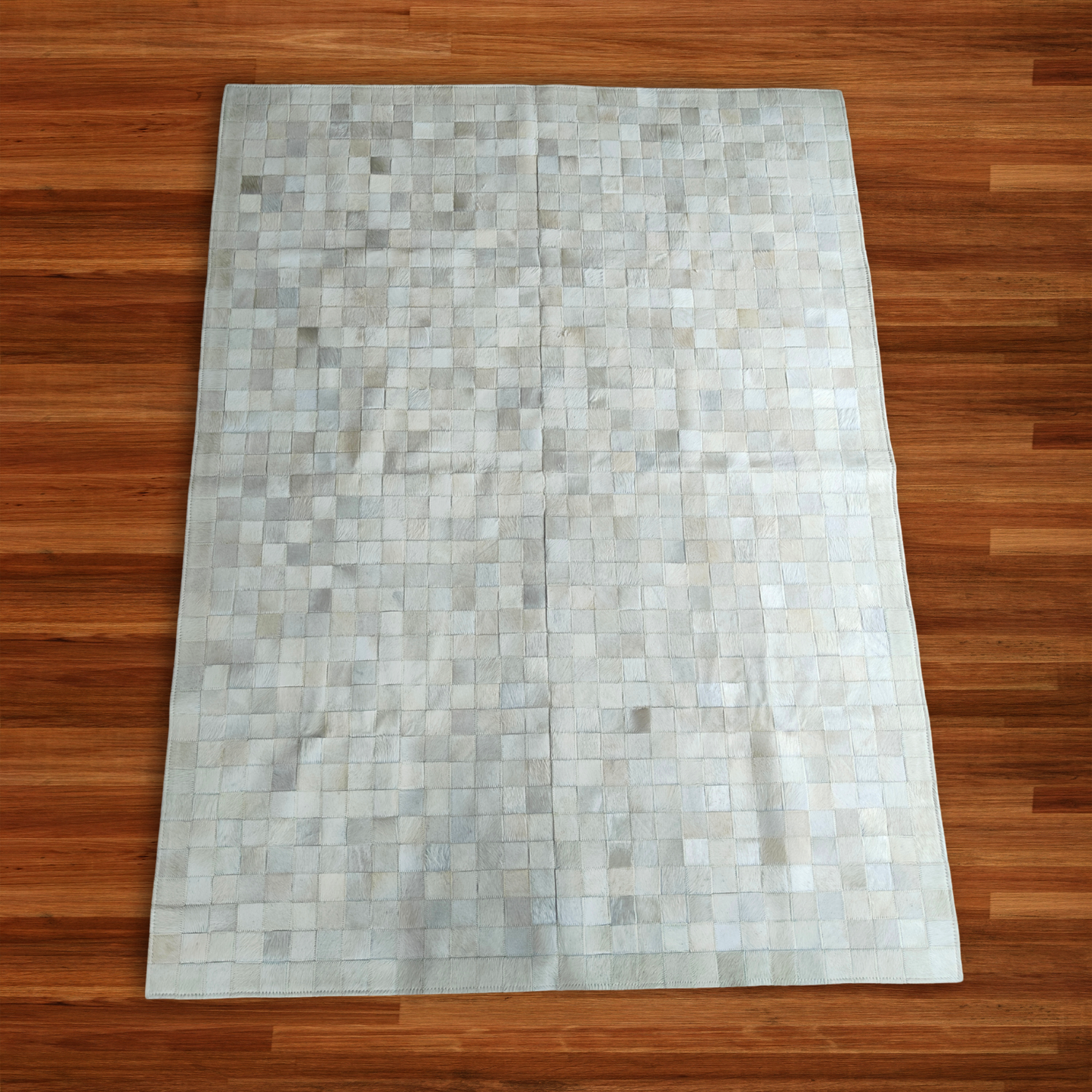 Cream Checkered Nguni Hide Mat