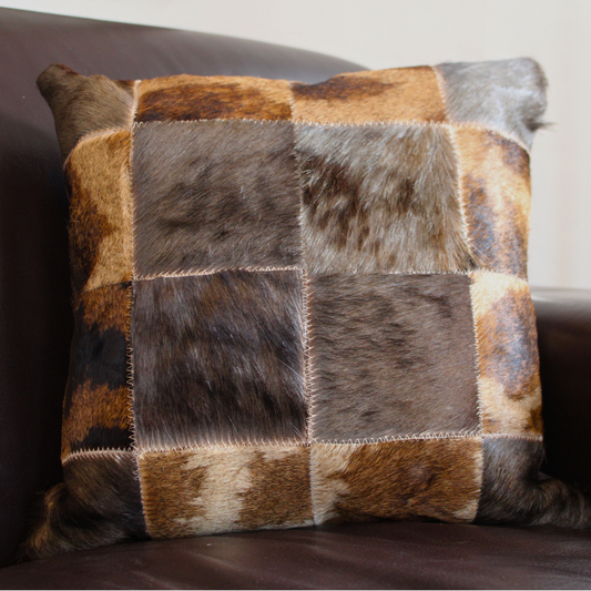 Giraffe & Wildebeest Block Cushion