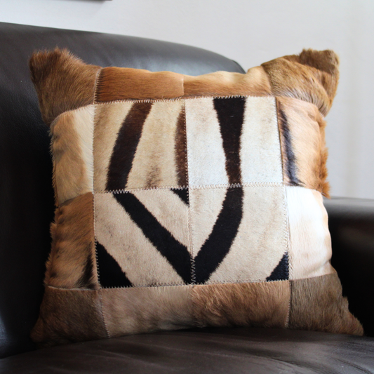 Zebra & Impala Block Cushion